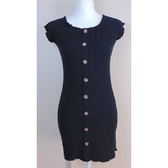 Y2K Black Grunge Dress Womens Size Medium 7 9 Glam Fitted Sheath No Boundaries - Picture 2 of 9